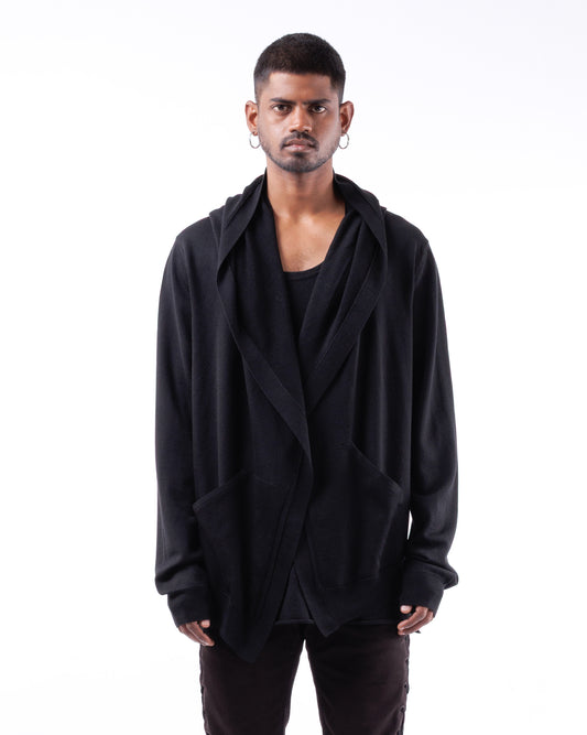 #1089 Hooded cardigan 120's superfine merino