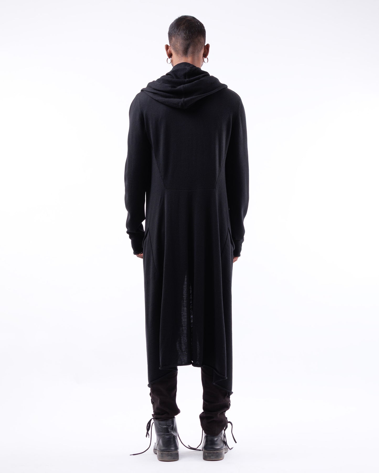 #1090 Long hooded coat 120's superfine merino