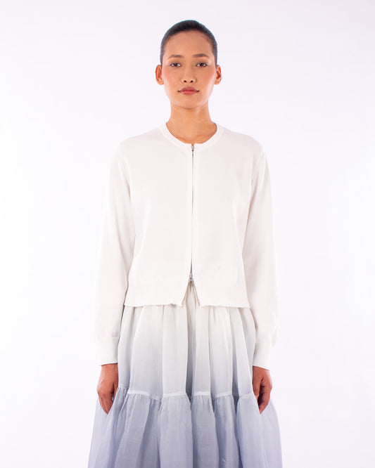#1123 Cropped zip cardigan in organic cotton