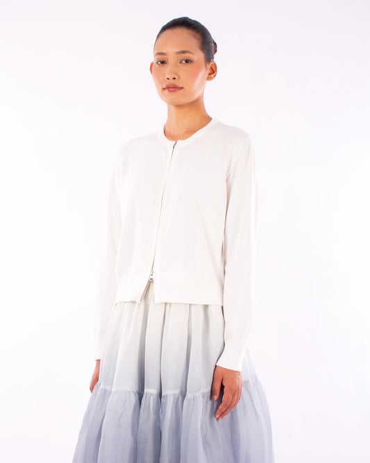 #1123 Cropped zip cardigan in organic cotton