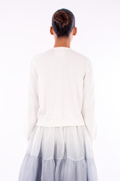 #1123 Cropped Zip Cardigan In Organic Cotton- White — Lars Andersson, view 3