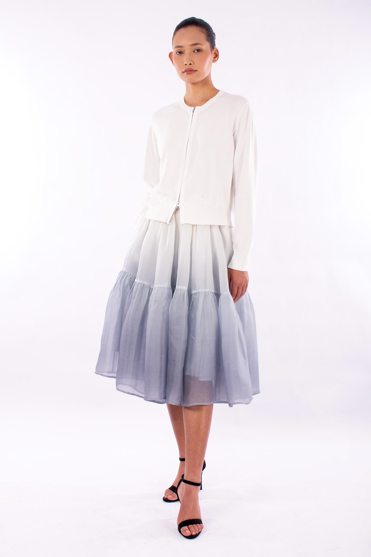 #1123 Cropped Zip Cardigan In Organic Cotton- White — Lars Andersson, view 5