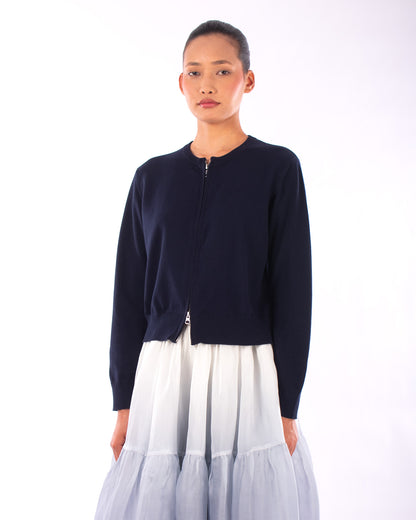 #1123 Cropped zip cardigan in organic cotton