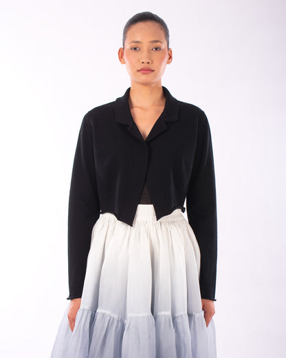 #1129 Cropped notch collar jacket in organic cotton