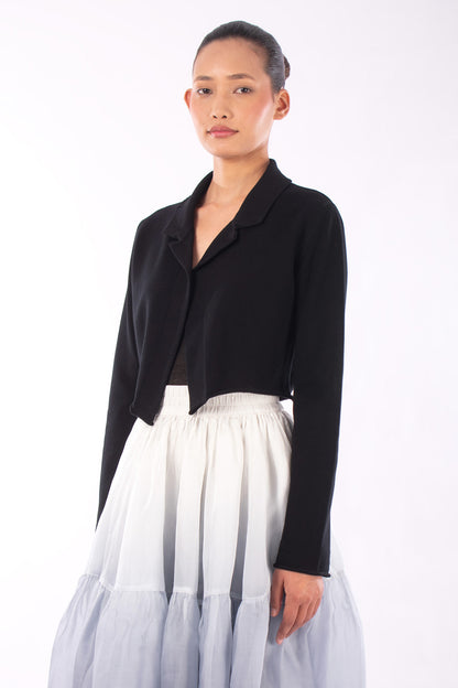#1129 Cropped Notch Collar Jacket In Organic Cotton- Black — Lars Andersson, view 2