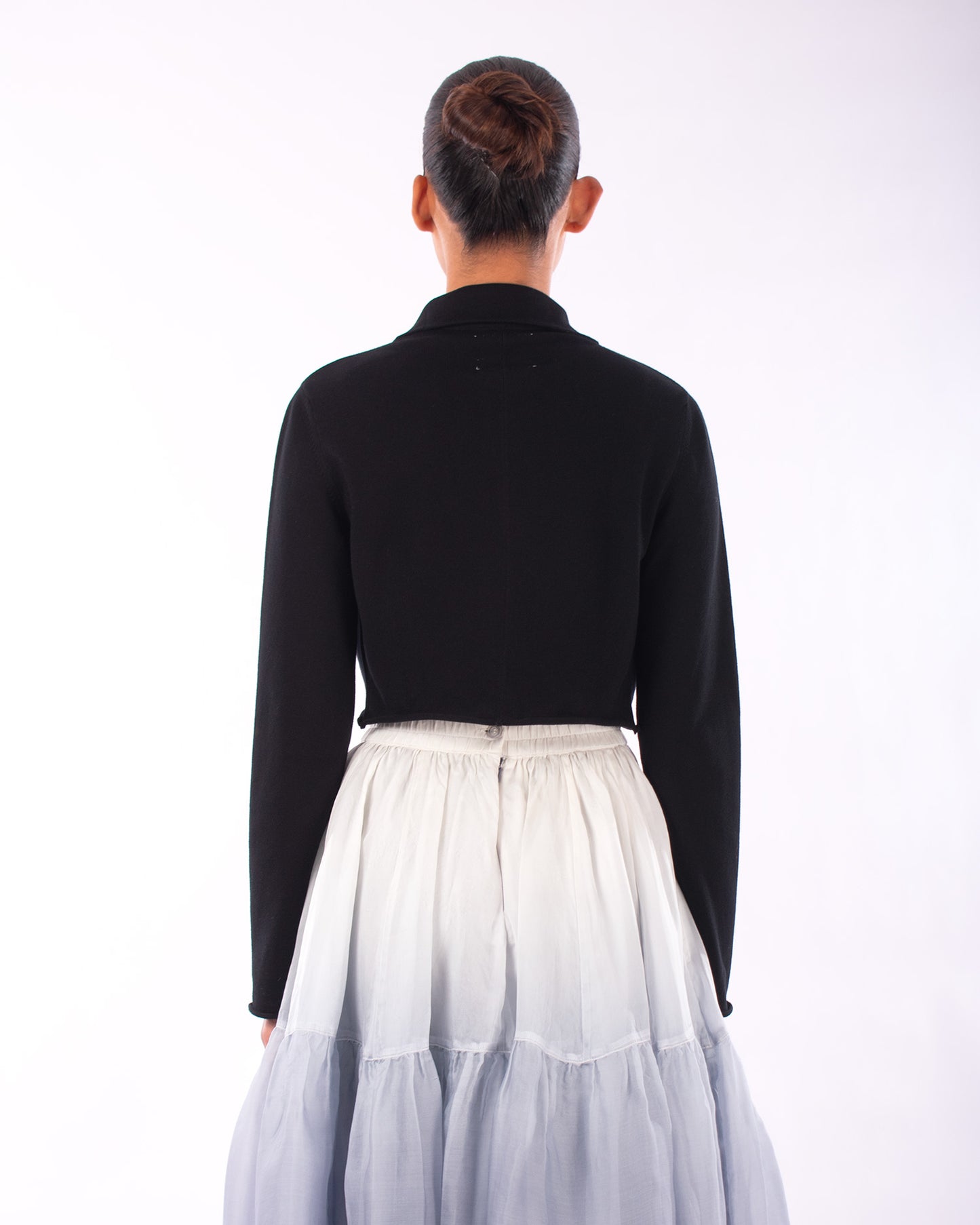#1129 Cropped notch collar jacket in organic cotton