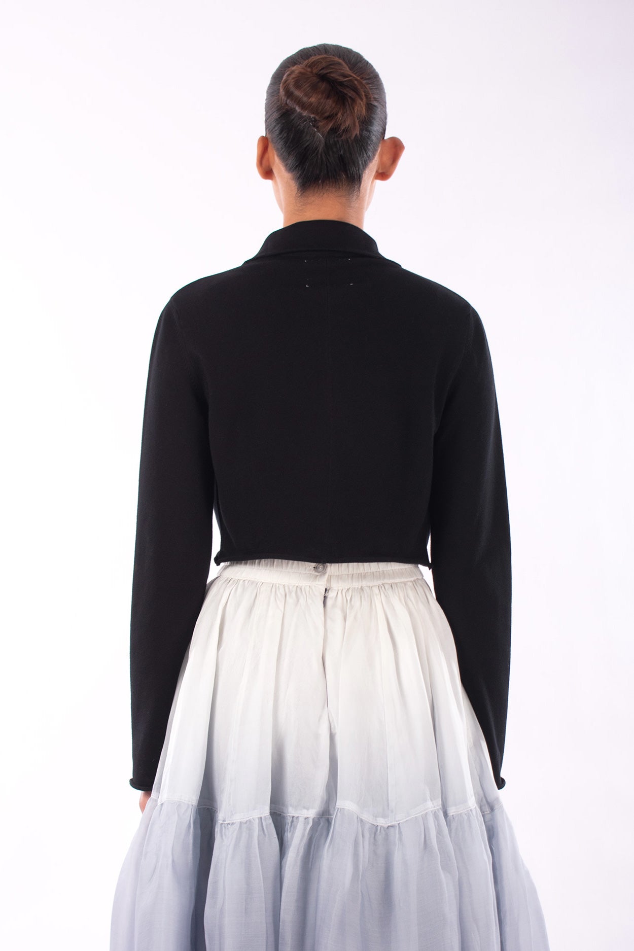 #1129 Cropped Notch Collar Jacket In Organic Cotton- Black — Lars Andersson, view 3