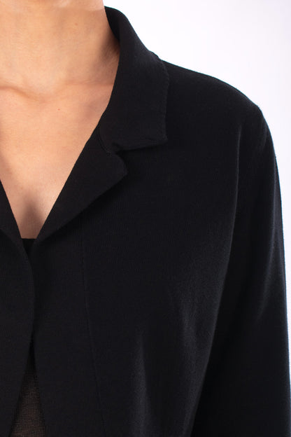 #1129 Cropped Notch Collar Jacket In Organic Cotton- Black — Lars Andersson, view 4