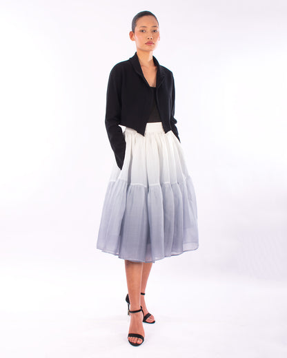 #1129 Cropped notch collar jacket in organic cotton