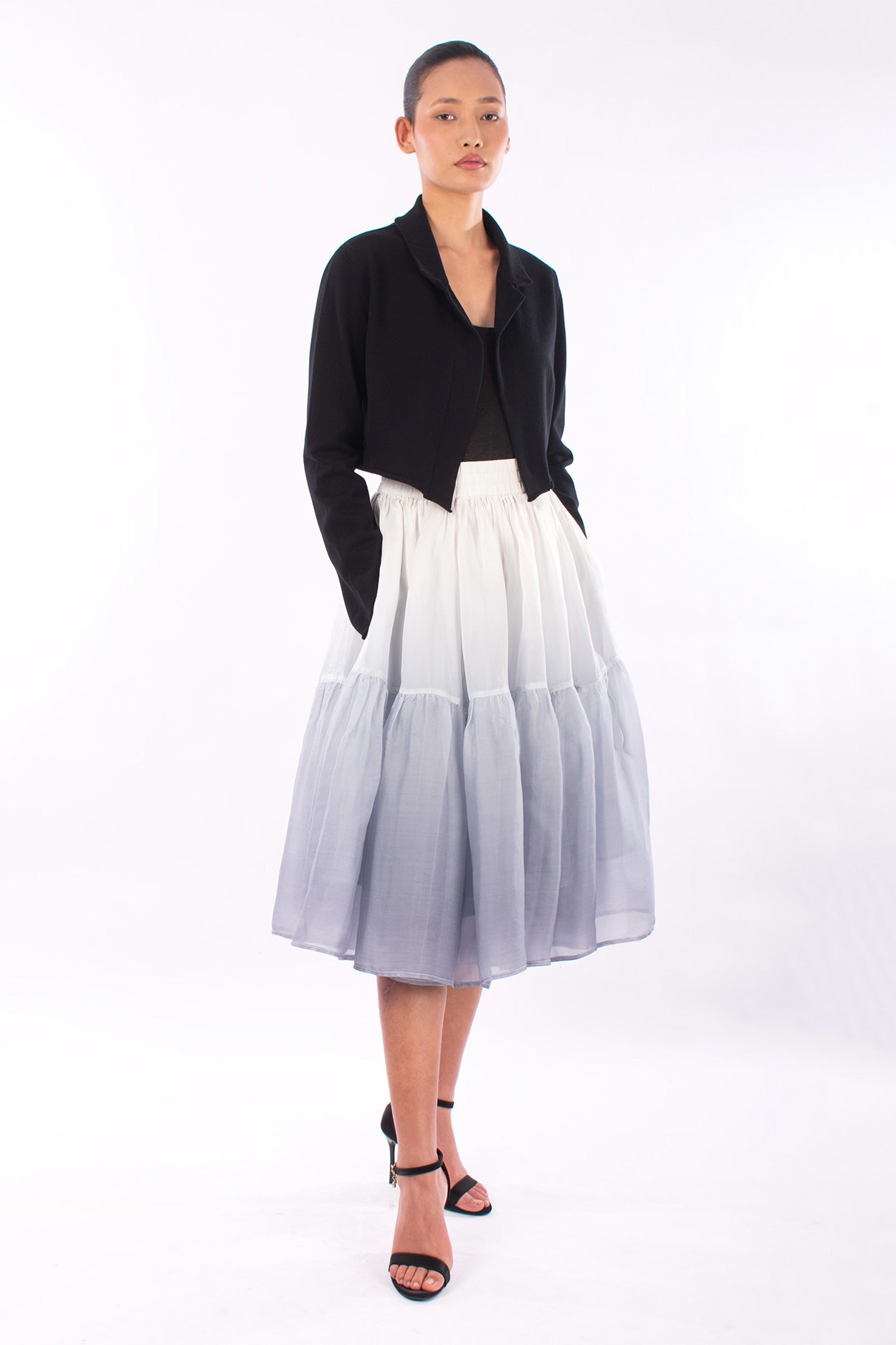 #1129 Cropped Notch Collar Jacket In Organic Cotton- Black — Lars Andersson, view 5