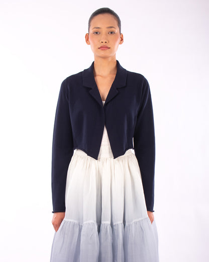 #1129 Cropped notch collar jacket in organic cotton