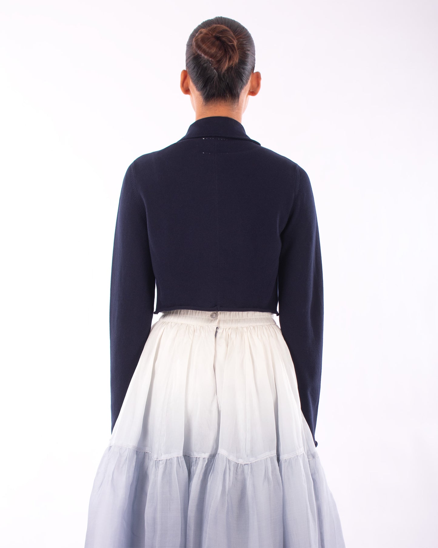 #1129 Cropped notch collar jacket in organic cotton