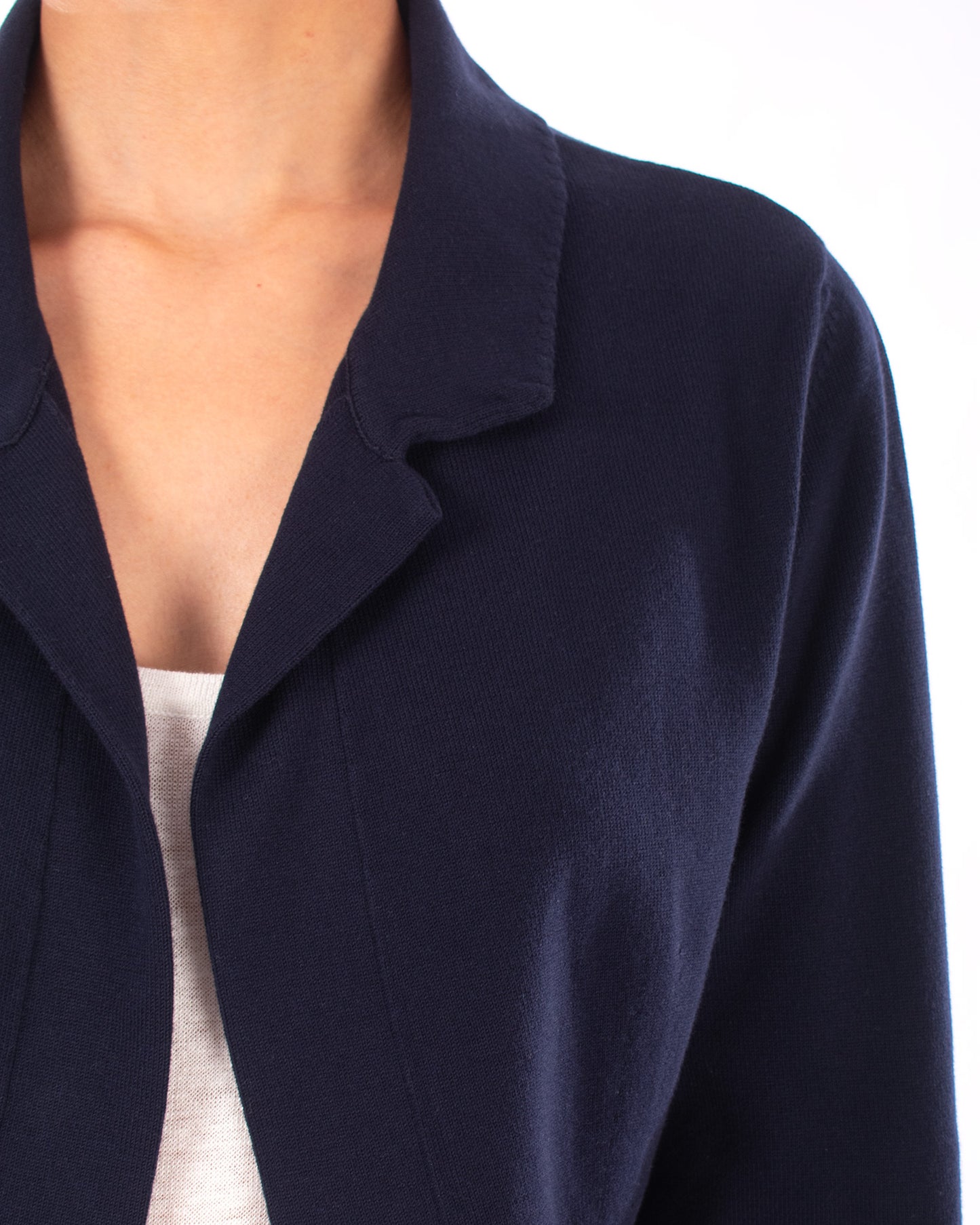 #1129 Cropped notch collar jacket in organic cotton