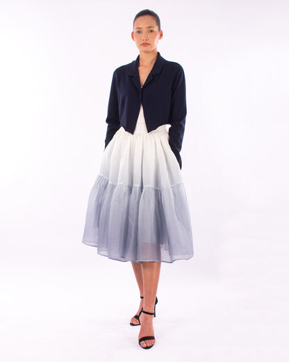 #1129 Cropped notch collar jacket in organic cotton