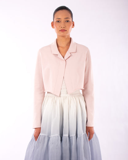 #1129 Cropped notch collar jacket in organic cotton