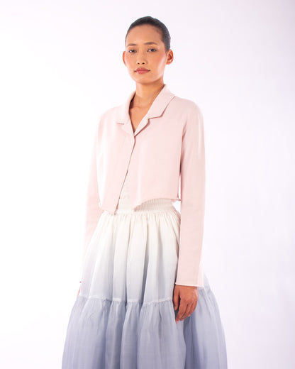 #1129 Cropped notch collar jacket in organic cotton