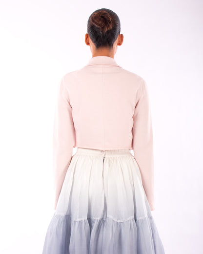 #1129 Cropped notch collar jacket in organic cotton