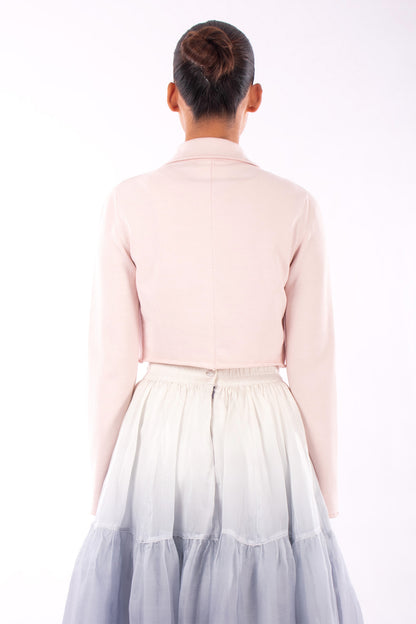 #1129 Cropped Notch Collar Jacket In Organic Cotton- Blush — Lars Andersson, view 3