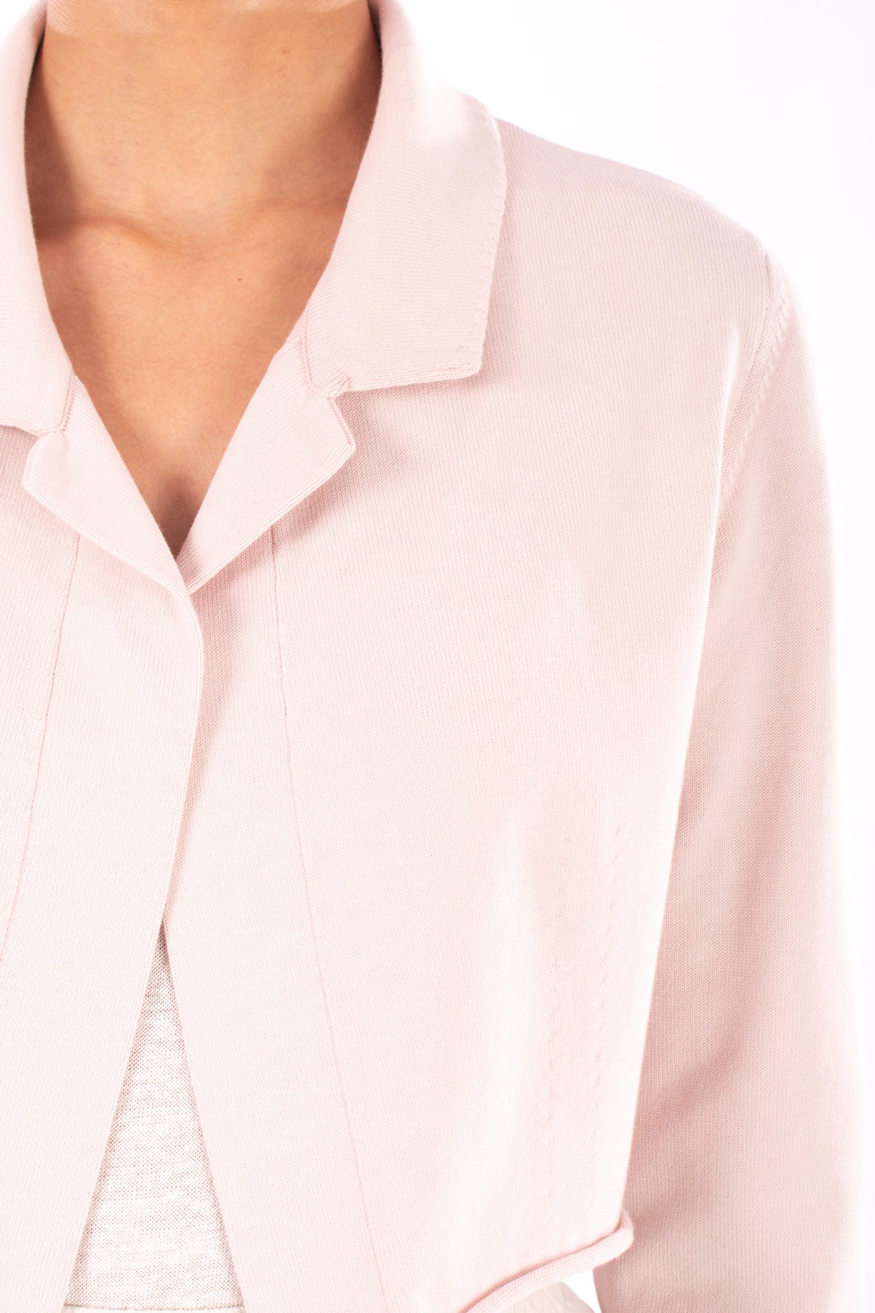 #1129 Cropped Notch Collar Jacket In Organic Cotton- Blush — Lars Andersson, view 4