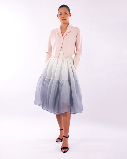 #1129 Cropped notch collar jacket in organic cotton