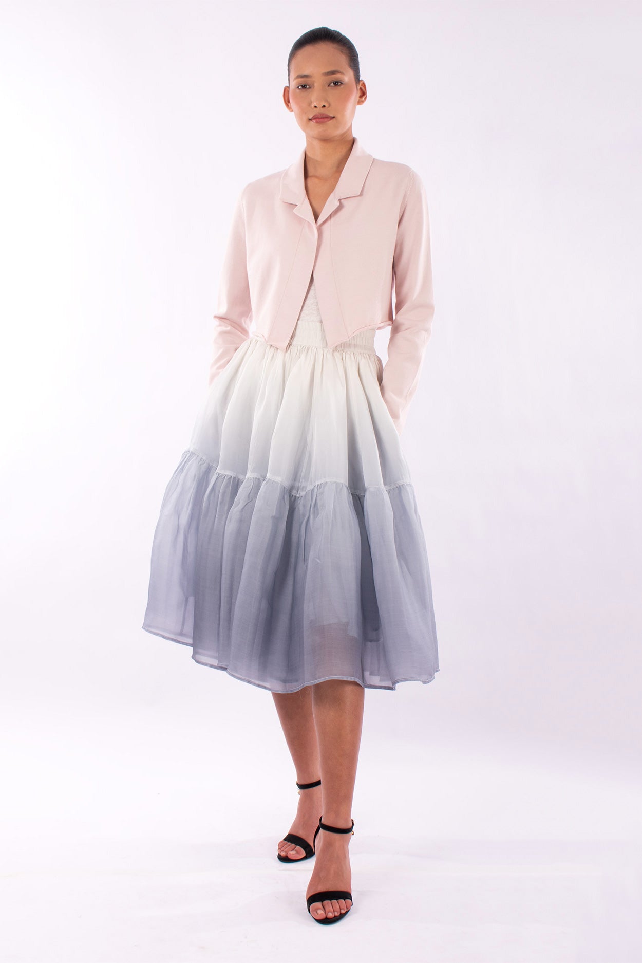 #1129 Cropped Notch Collar Jacket In Organic Cotton- Blush — Lars Andersson, view 5