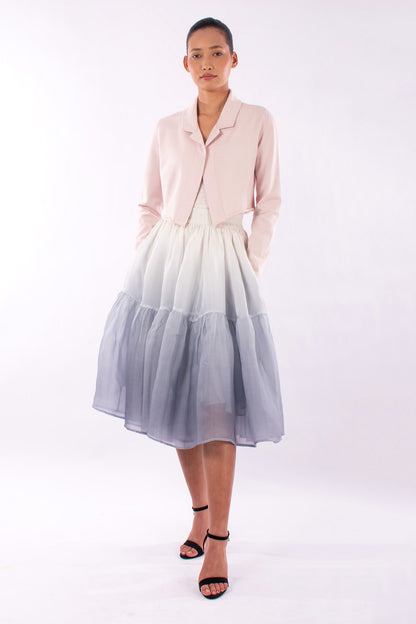#1129 Cropped Notch Collar Jacket In Organic Cotton- Blush — Lars Andersson, view 5