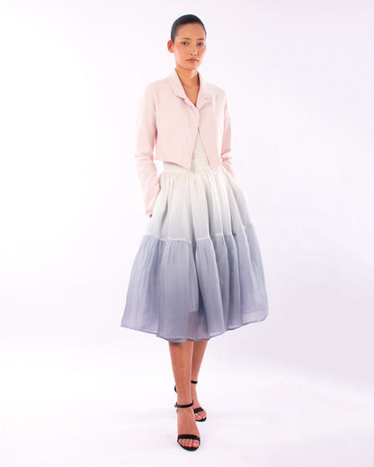 #1129 Cropped notch collar jacket in organic cotton