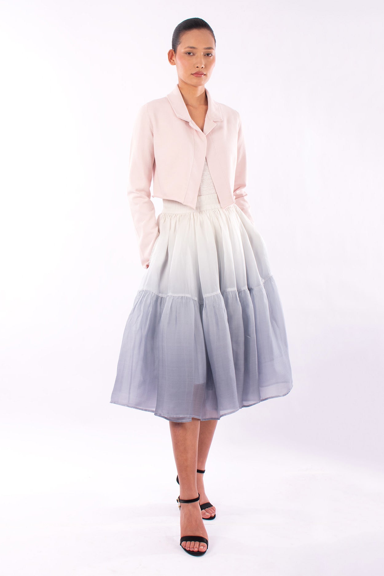 #1129 Cropped Notch Collar Jacket In Organic Cotton- Blush — Lars Andersson, view 6
