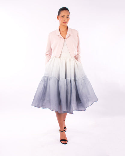 #1129 Cropped notch collar jacket in organic cotton