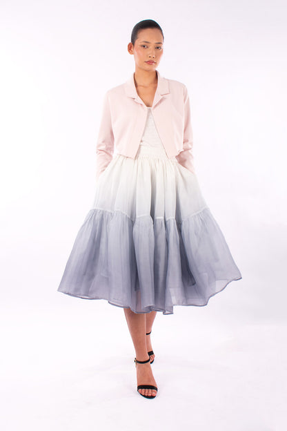 #1129 Cropped Notch Collar Jacket In Organic Cotton- Blush — Lars Andersson, view 7