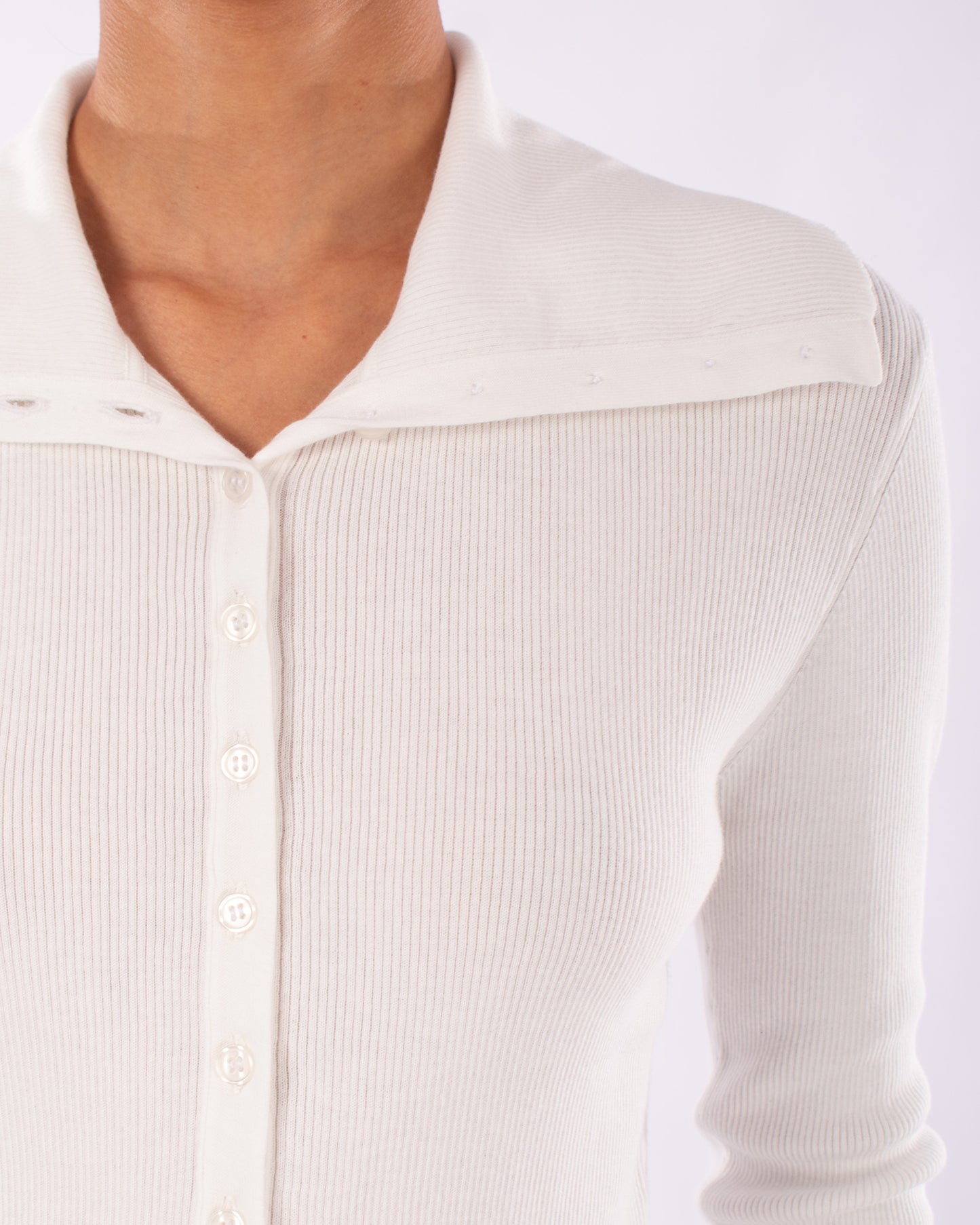 #1147 Fitted cropped cardigan 2x1 rib in organic cotton