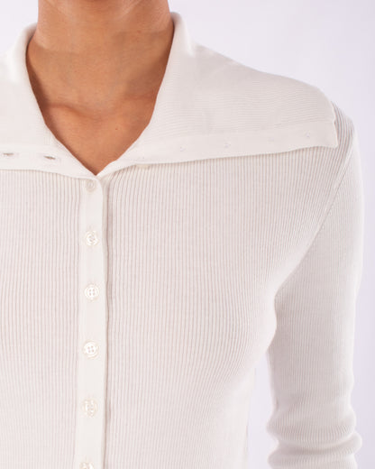 #1147 Fitted cropped cardigan 2x1 rib in organic cotton
