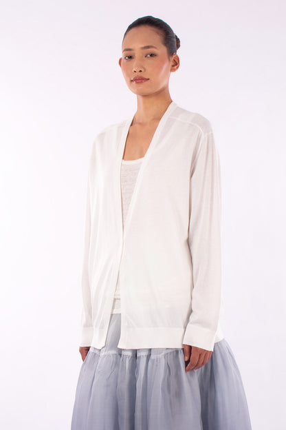 #1205 Oversized V-neck Cardigan In Organic Cotton-White — Lars Andersson, view 2