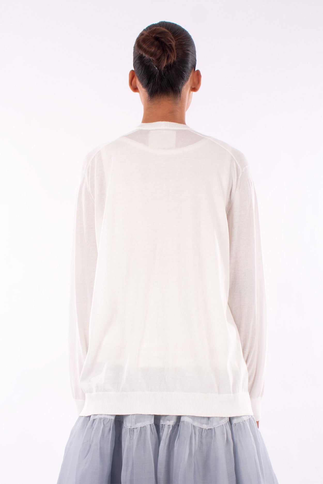 #1205 Oversized V-neck Cardigan In Organic Cotton-White — Lars Andersson, view 3