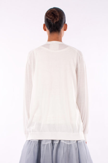 #1205 Oversized V-neck Cardigan In Organic Cotton-White — Lars Andersson, view 3