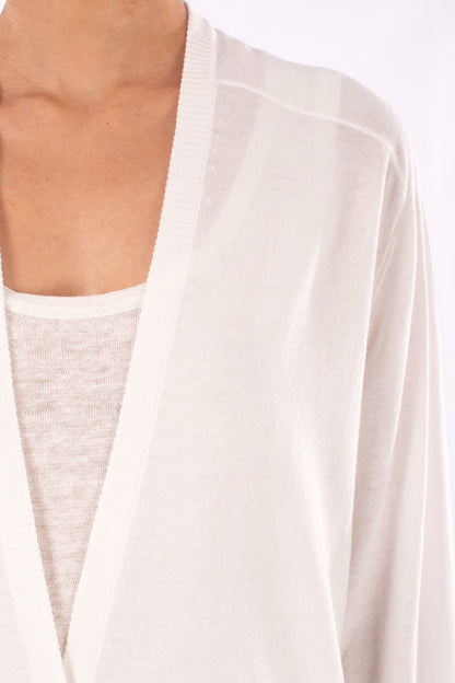 #1205 Oversized V-neck Cardigan In Organic Cotton-White — Lars Andersson, view 4