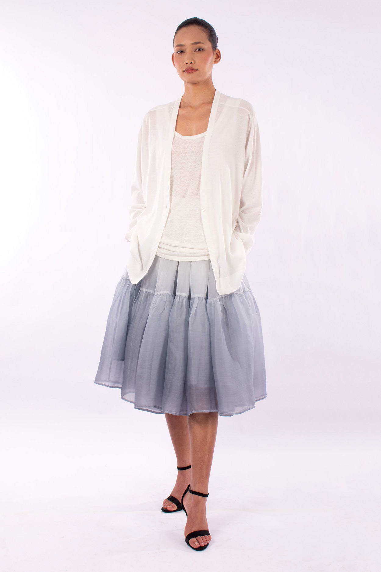 #1205 Oversized V-neck Cardigan In Organic Cotton-White — Lars Andersson, view 5