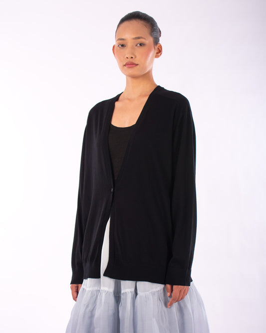 #1205 Oversized v-neck cardigan in organic cotton