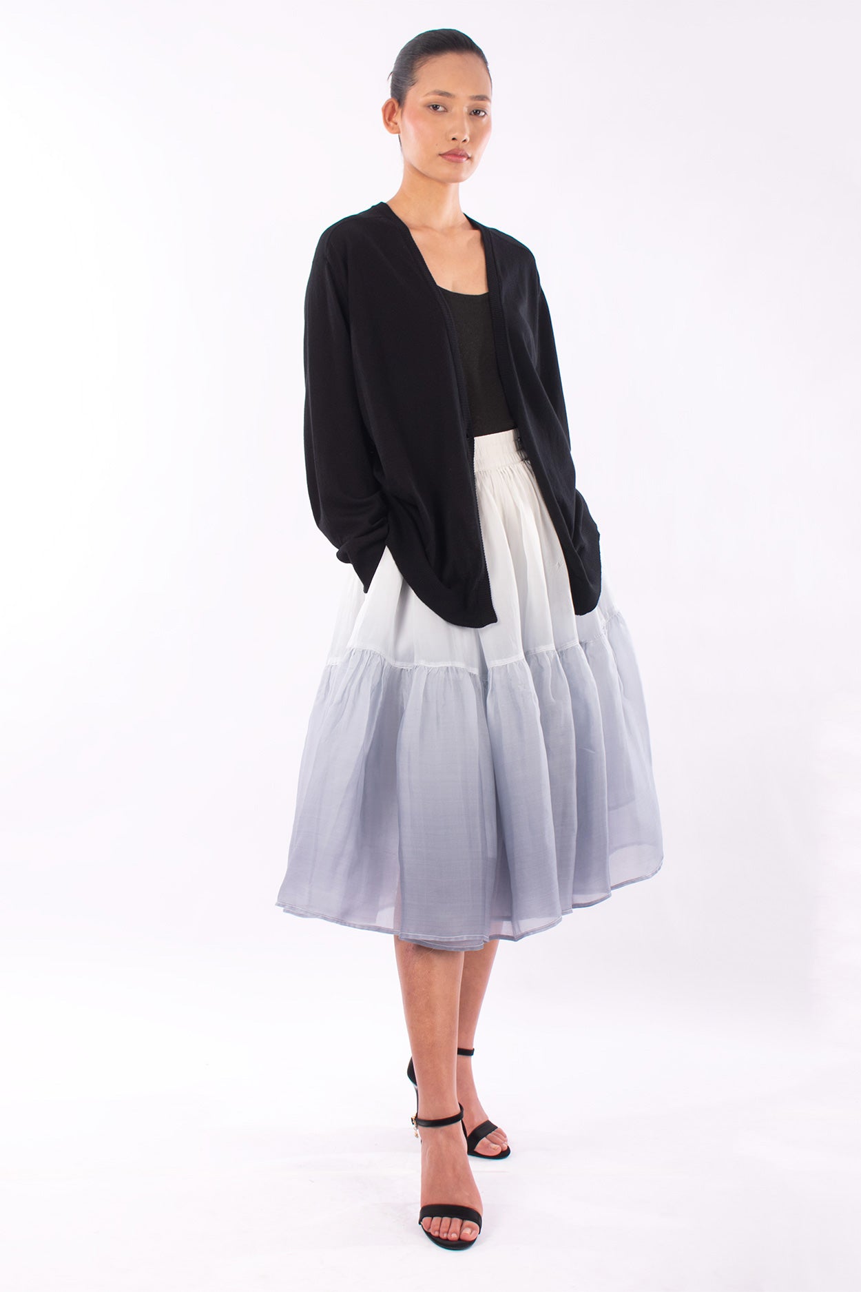 #1205 Oversized V-neck Cardigan In Organic Cotton- Black — Lars Andersson, view 6