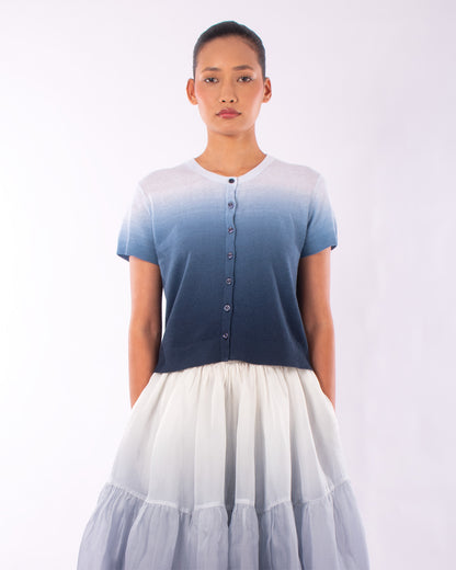 #1208 Cropped short sleeve cardigan in linen and organic cotton