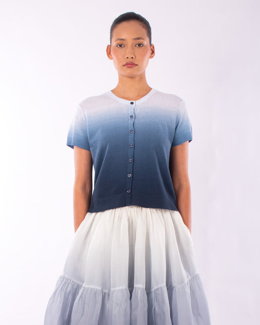 #1208 Cropped short sleeve cardigan in linen and organic cotton