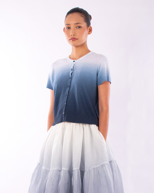 #1208 Cropped short sleeve cardigan in linen and organic cotton