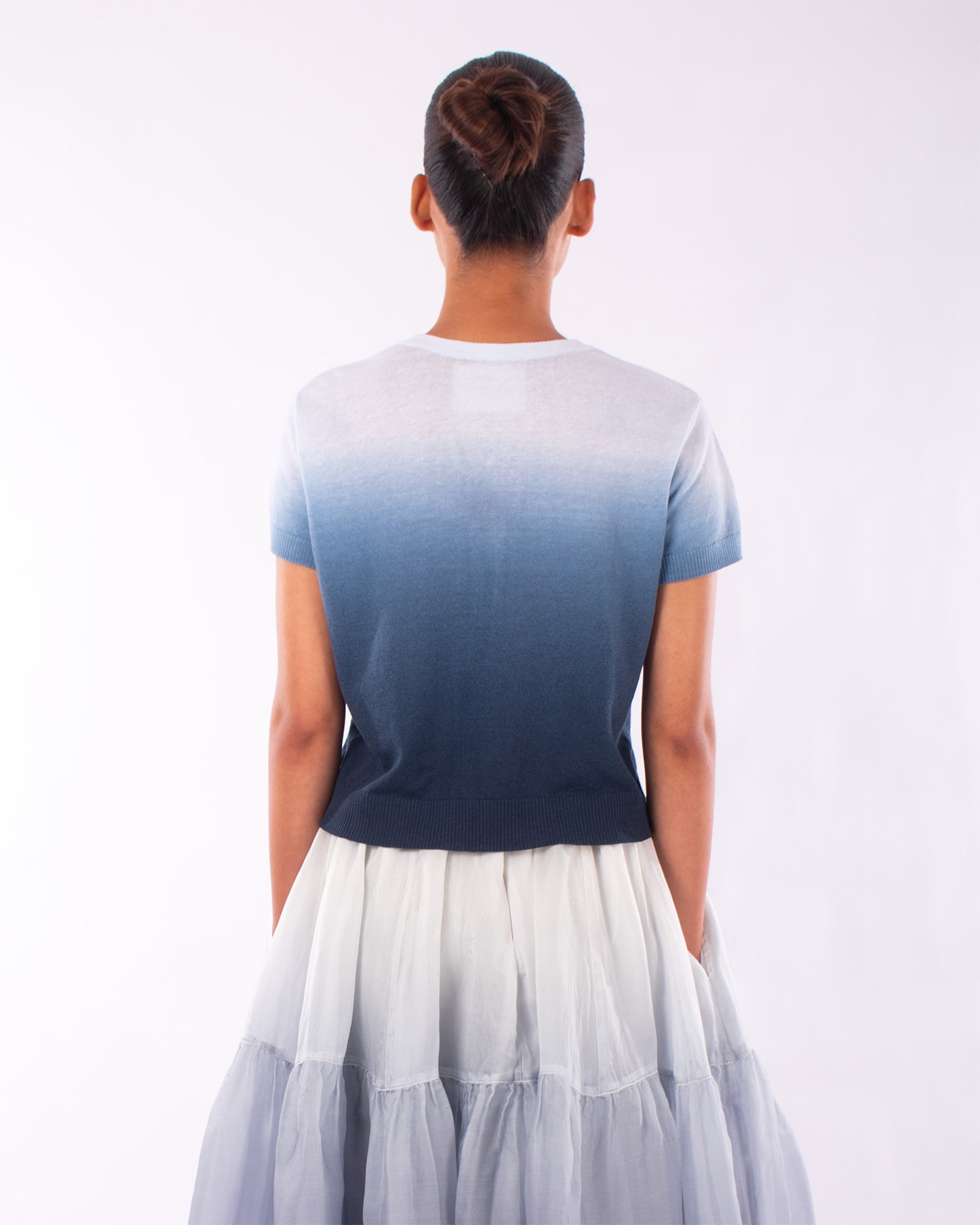 #1208 Cropped short sleeve cardigan in linen and organic cotton