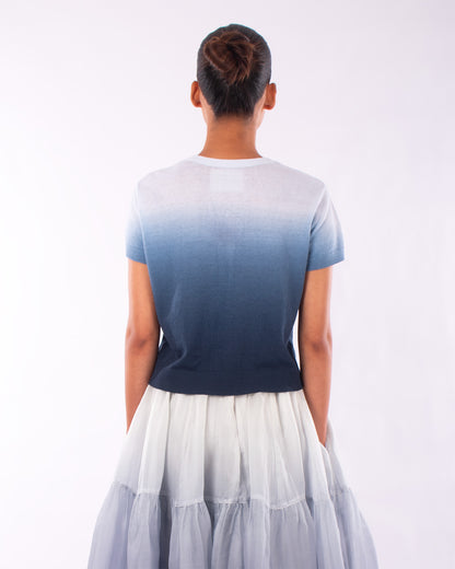 #1208 Cropped short sleeve cardigan in linen and organic cotton
