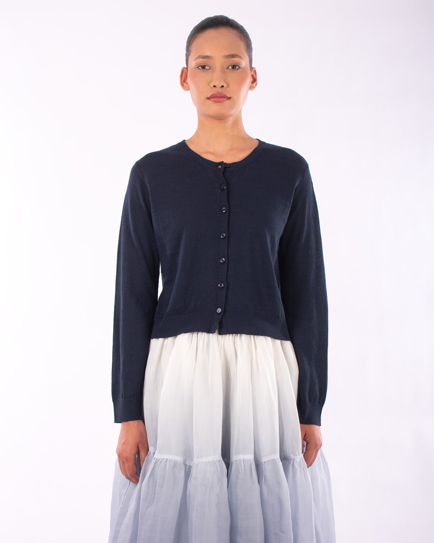 #1218 Cropped long sleeve cardigan