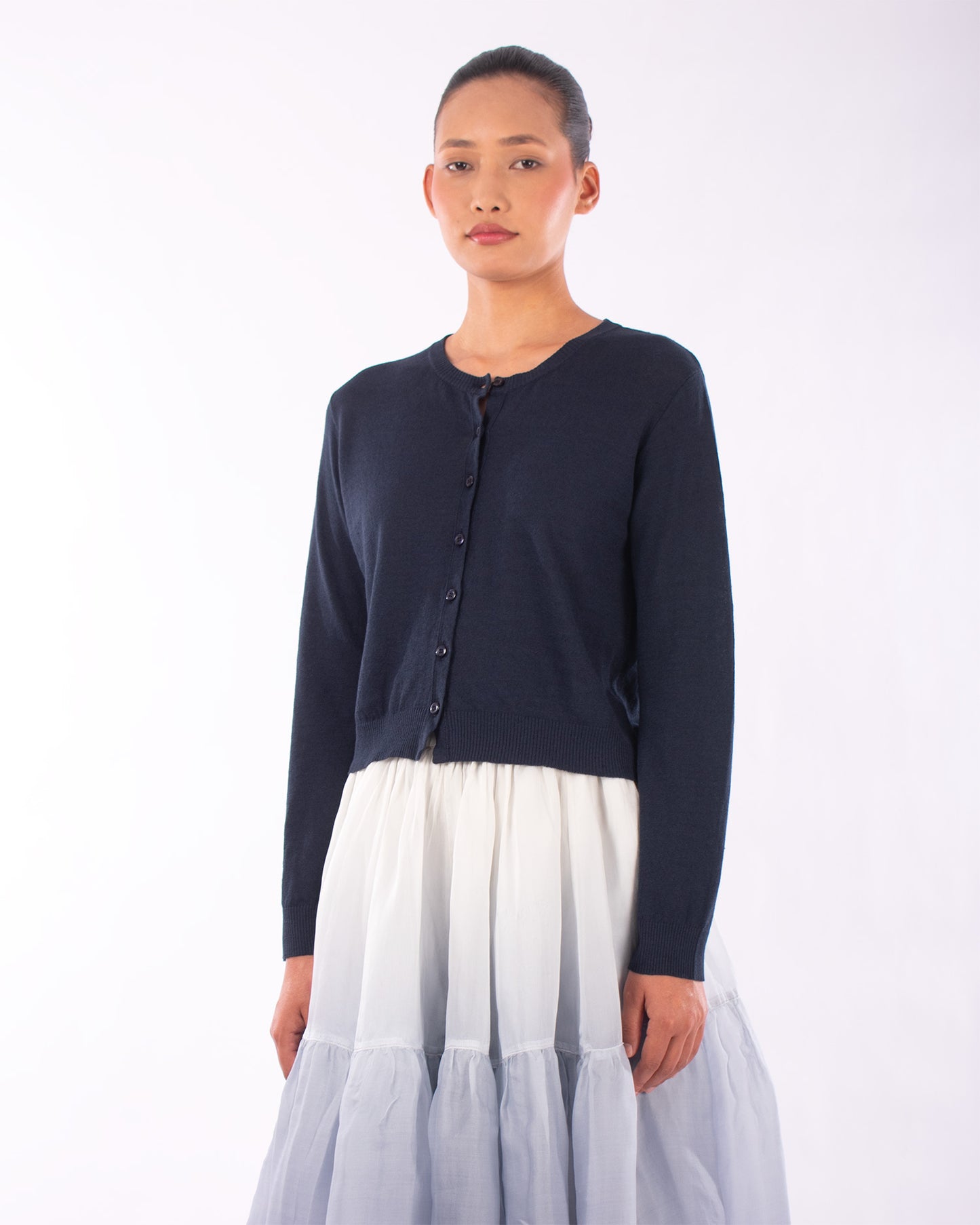 #1218 Cropped long sleeve cardigan