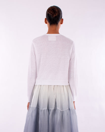 #1218 Cropped long sleeve cardigan in linen and organic cotton