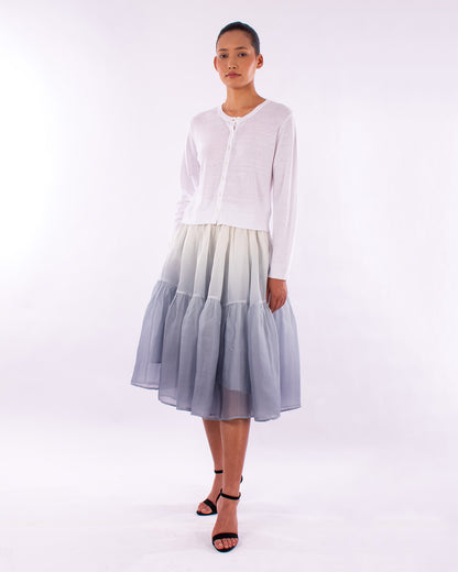 #1218 Cropped long sleeve cardigan in linen and organic cotton