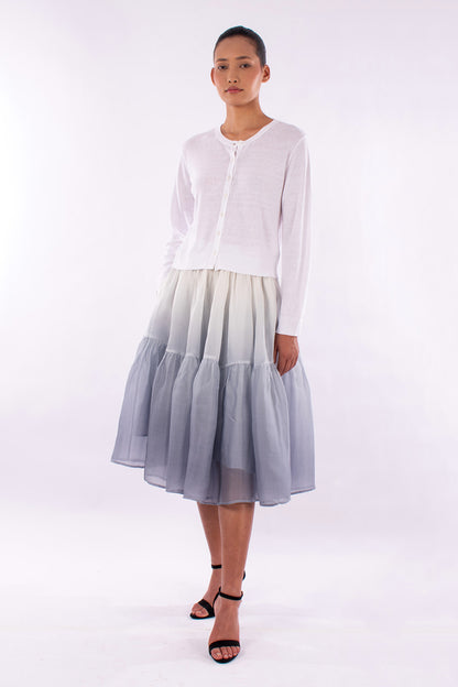 #1218 Cropped Long Sleeve Cardigan In Linen And Organic Cotton-White — Lars Andersson, view 5