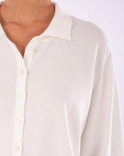 #1219  Boxy shirt collar cardigan in organic cotton